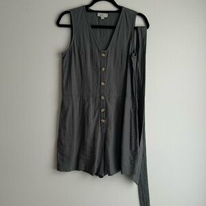 LOFT Green/Gray Sleeveless V-Neck Short/Romper